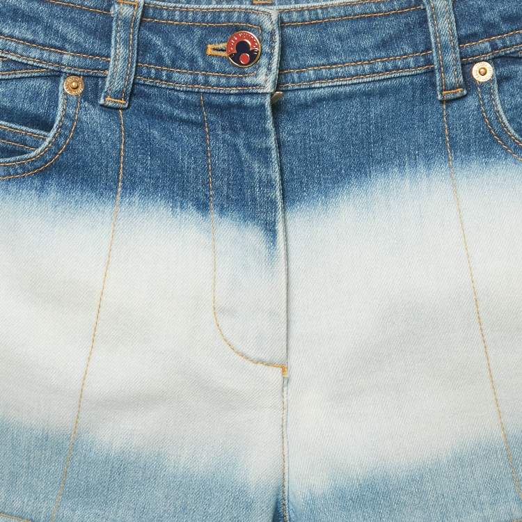 Pre Owned Louis Vuitton Blue Tie Dye Denim Shorts S Waist 26"