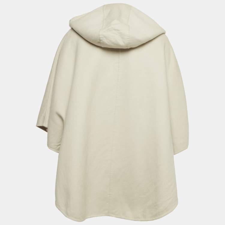 Pre Owned Louis Vuitton Beige Wool Detachable Hood Button Front Cape Coat M