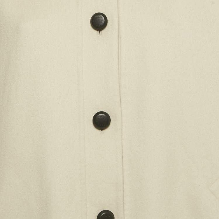 Pre Owned Louis Vuitton Beige Wool Detachable Hood Button Front Cape Coat M
