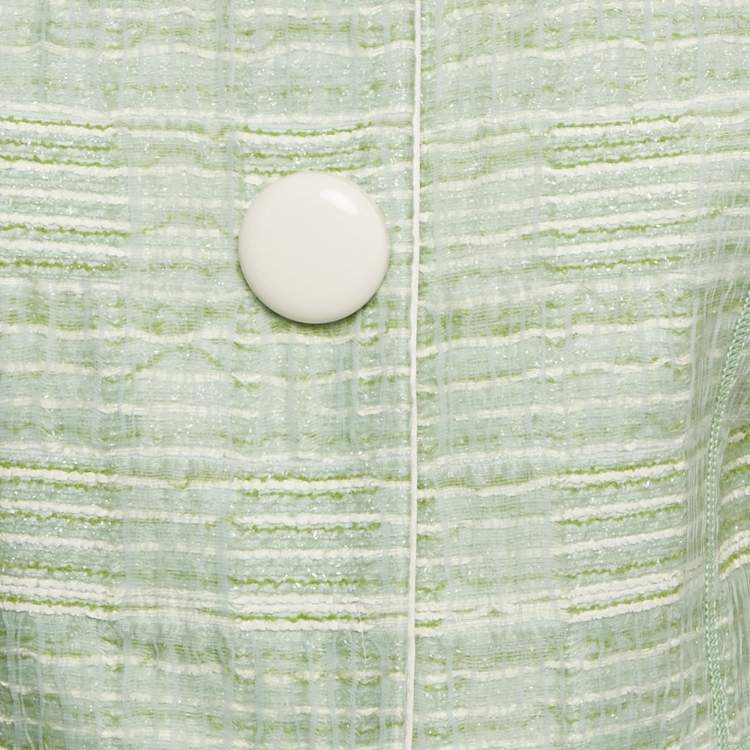 Pre Owned Louis Vuitton Green Tweed Button Front Jacket M