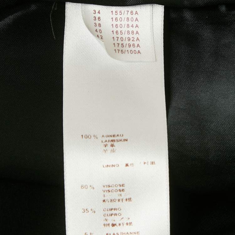 Pre Owned Louis Vuitton Black Leather Zip Detail Top M
