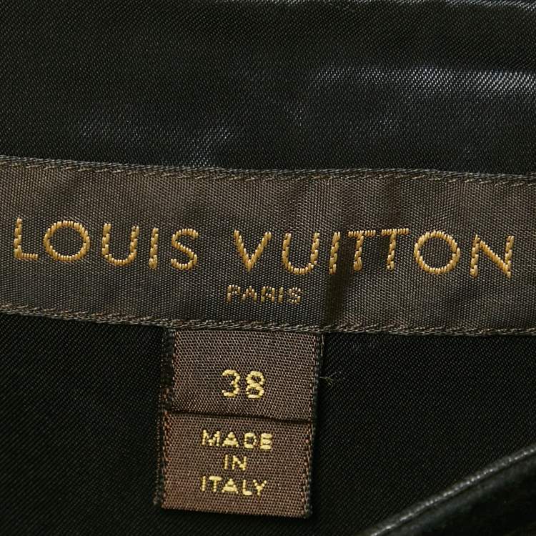 Pre Owned Louis Vuitton Black Leather Zip Detail Top M