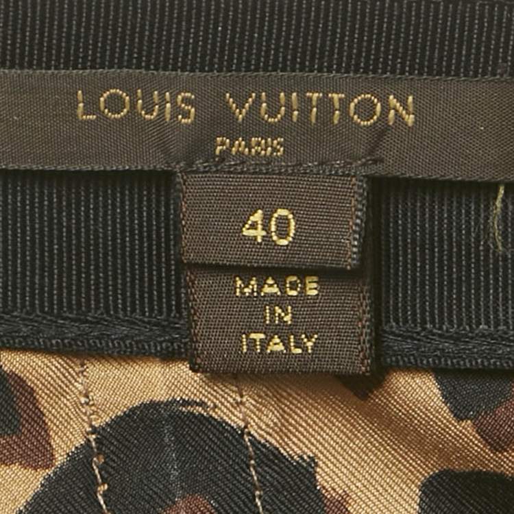 Pre Owned Louis Vuitton Brown Animal Print Silk Pleated Mini Skirt M