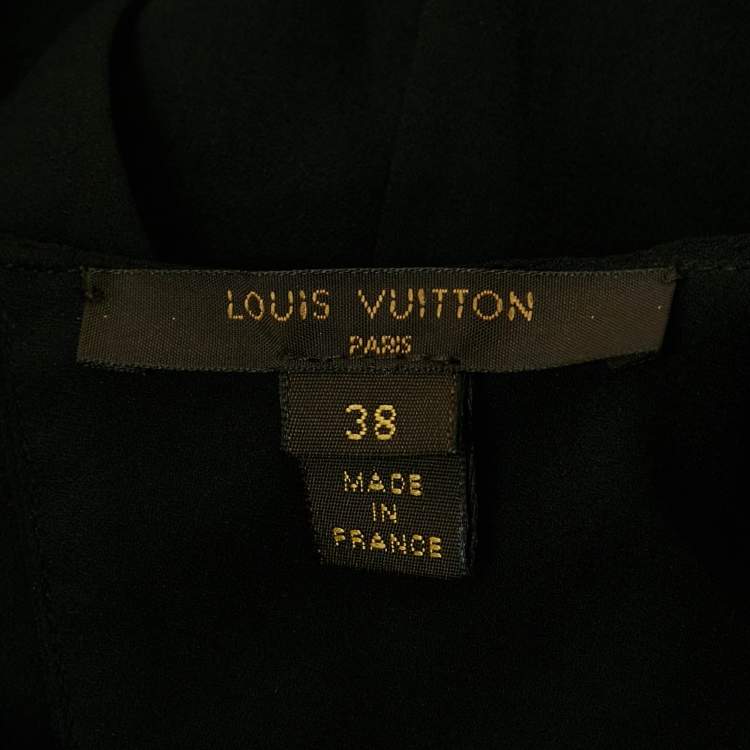 Pre Owned Louis Vuitton Black Crepe Leather and Stud Detail Sleeveless Top M