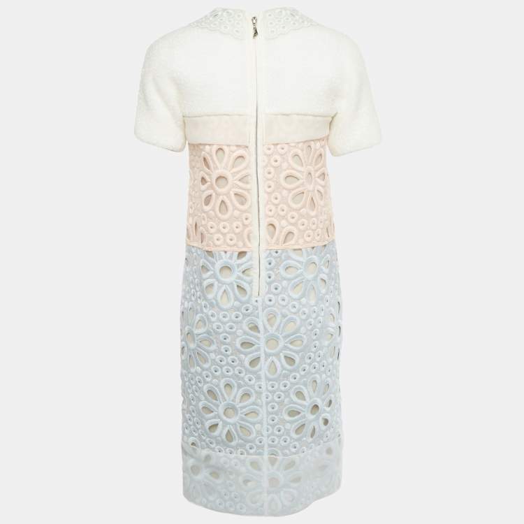 Pre Owned Louis Vuitton Multicolor Floral Cutout Patterned Silk Blend Short Dress S  