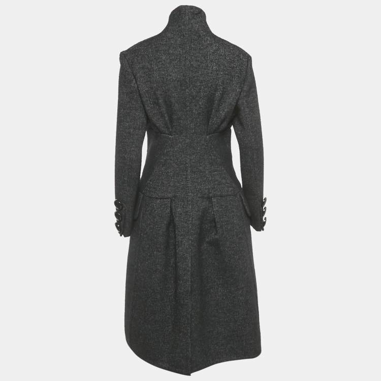 Pre Owned Louis Vuitton Black Wool Blend Gathered Waist Coat & Skirt Set M ( FR 38/ 40)
