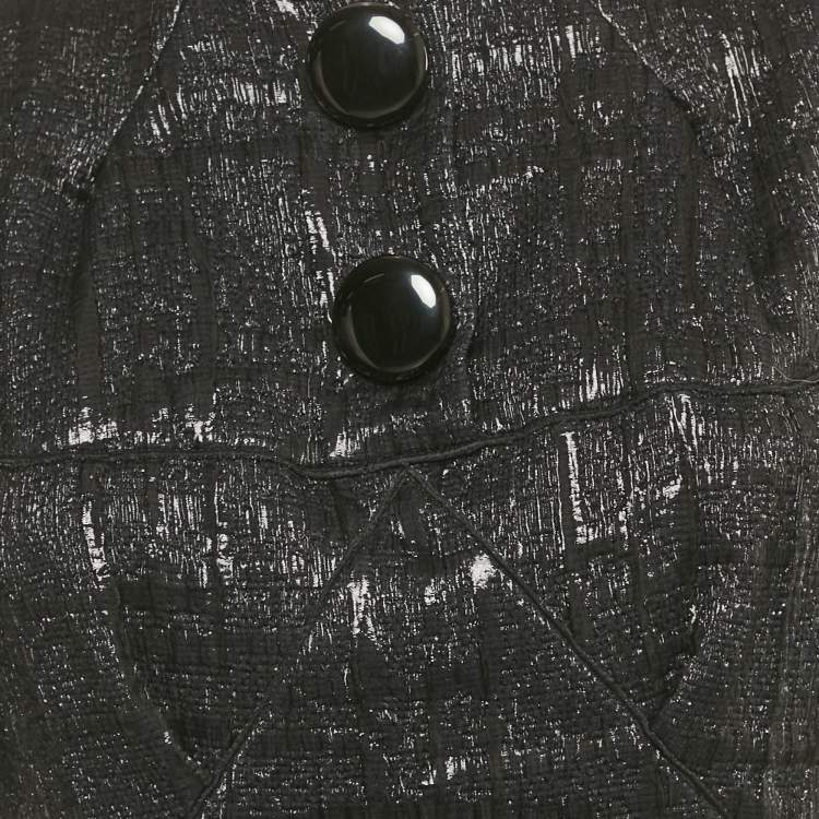 Pre Owned Louis Vuitton Black Lace Trim Lurex Knit Short Dress S