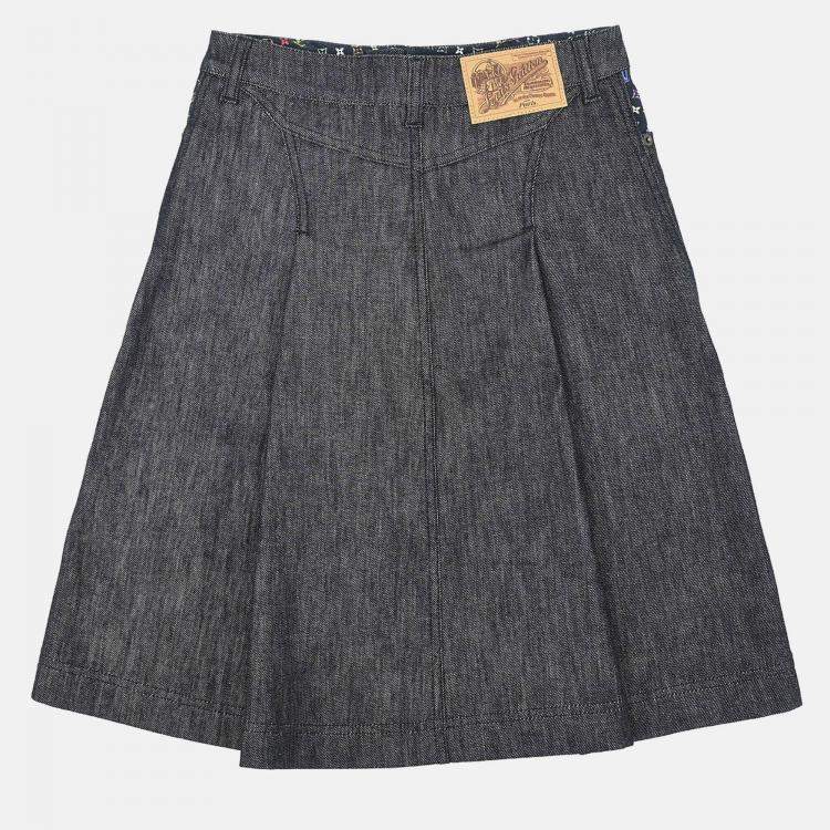 Pre Owned Louis Vuitton Denim Skirt Gray Size 34
