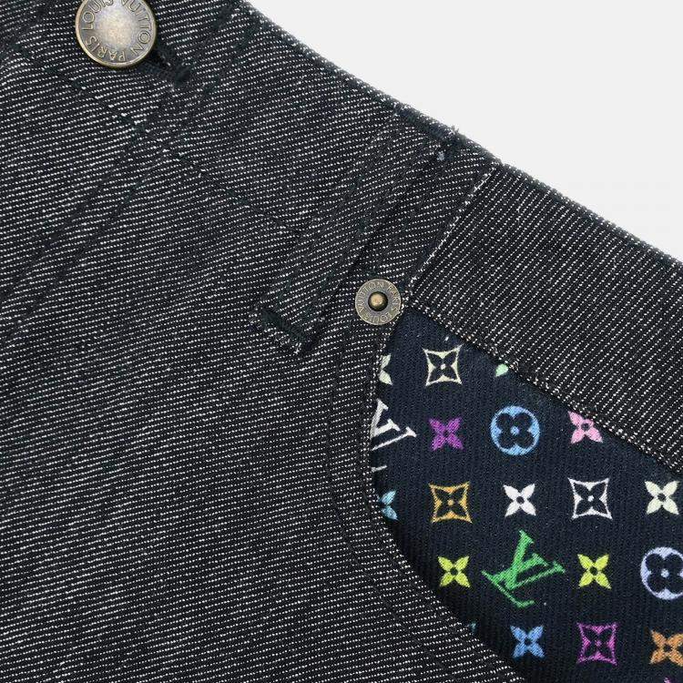 Pre Owned Louis Vuitton Denim Skirt Gray Size 34
