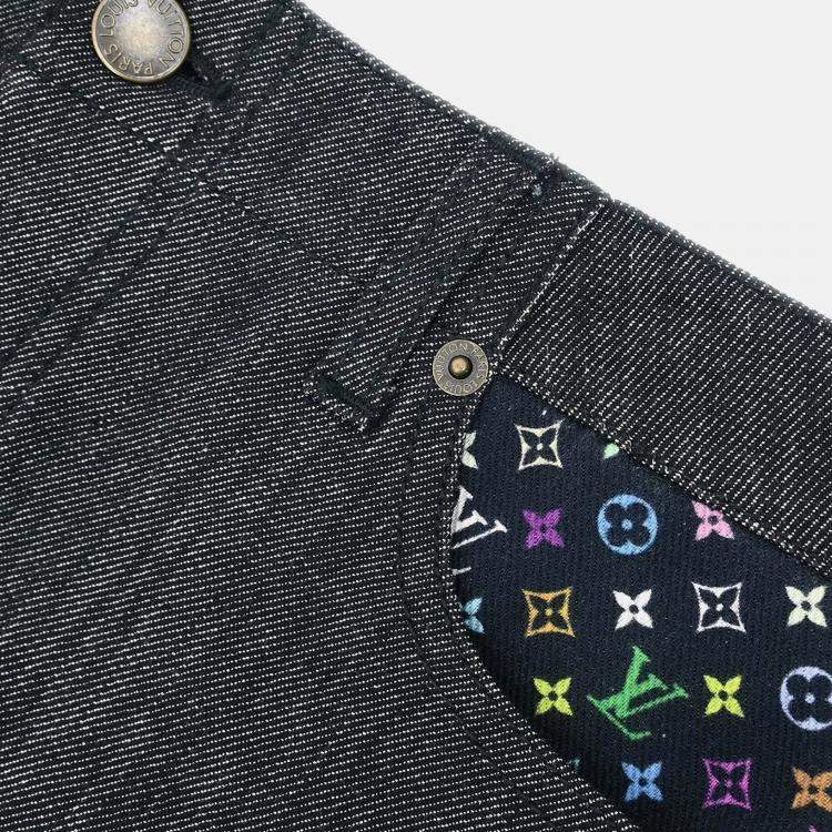 Pre Owned Louis Vuitton Denim Skirt Gray Size 34