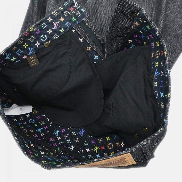 Pre Owned Louis Vuitton Denim Skirt Gray Size 34