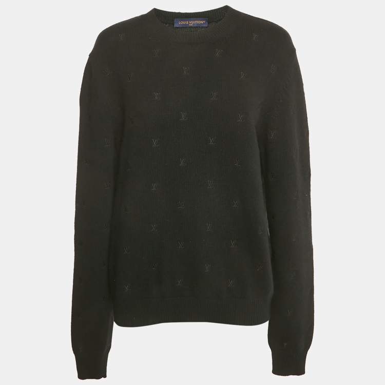 Pre Owned Louis Vuitton Black Monogram Wool Knit Marque L'Vuitton Sweater M