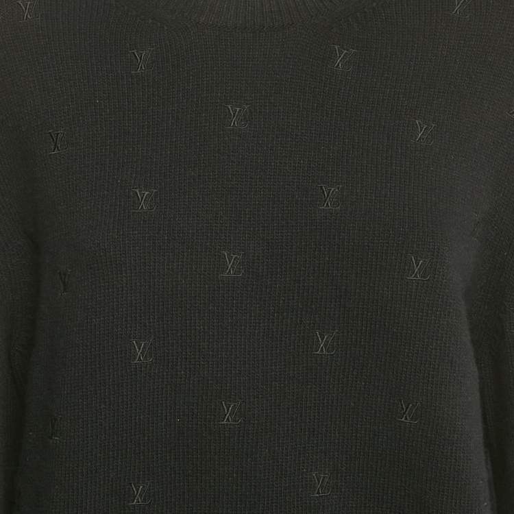 Pre Owned Louis Vuitton Black Monogram Wool Knit Marque L'Vuitton Sweater M