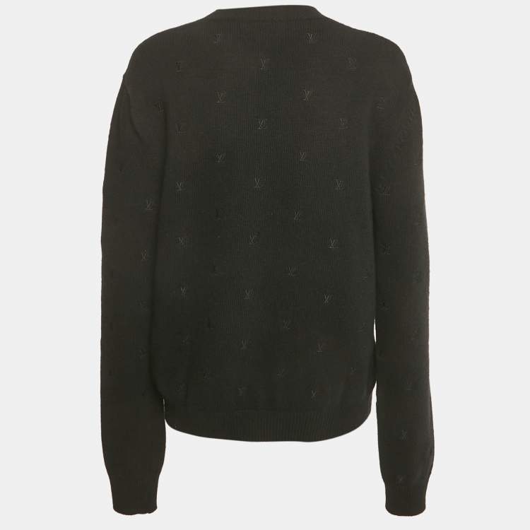 Pre Owned Louis Vuitton Black Monogram Wool Knit Marque L'Vuitton Sweater M