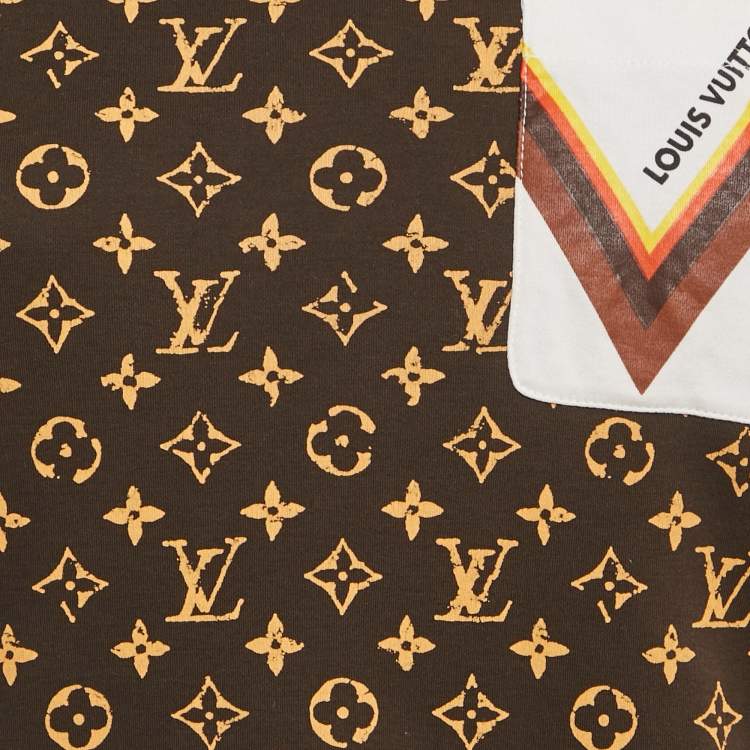 Pre Owned Louis Vuitton Brown/Black Monogram Print Jersey T-Shirt M