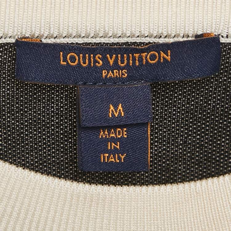 Pre Owned Louis Vuitton Black Knit Logo Detail Cropped Sweater M