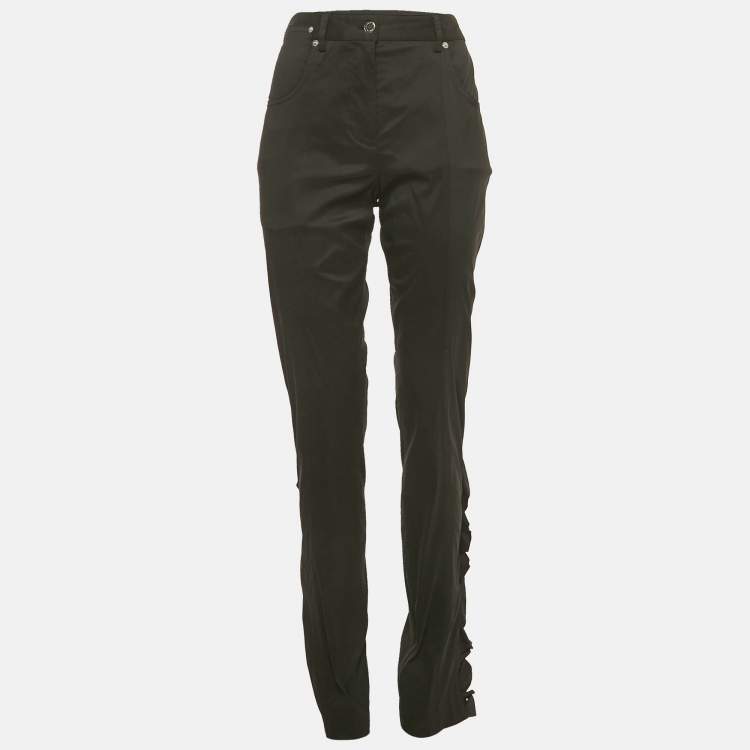 Pre Owned Louis Vuitton Black Crepe Ruffed Pants M