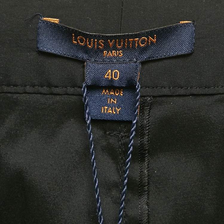 Pre Owned Louis Vuitton Black Crepe Ruffed Pants M