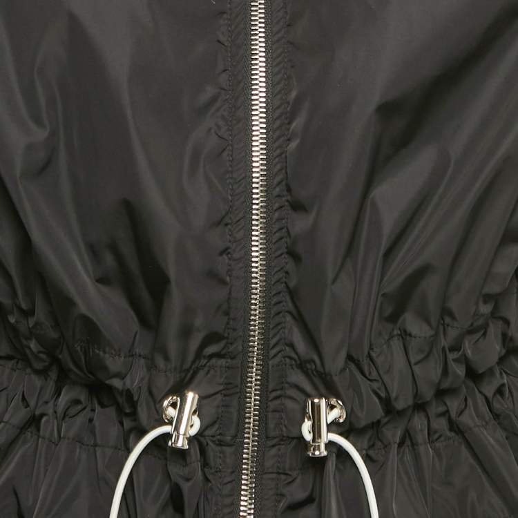 Pre Owned Louis Vuitton Black Logo Print Nylon Zip Detail Jacket S