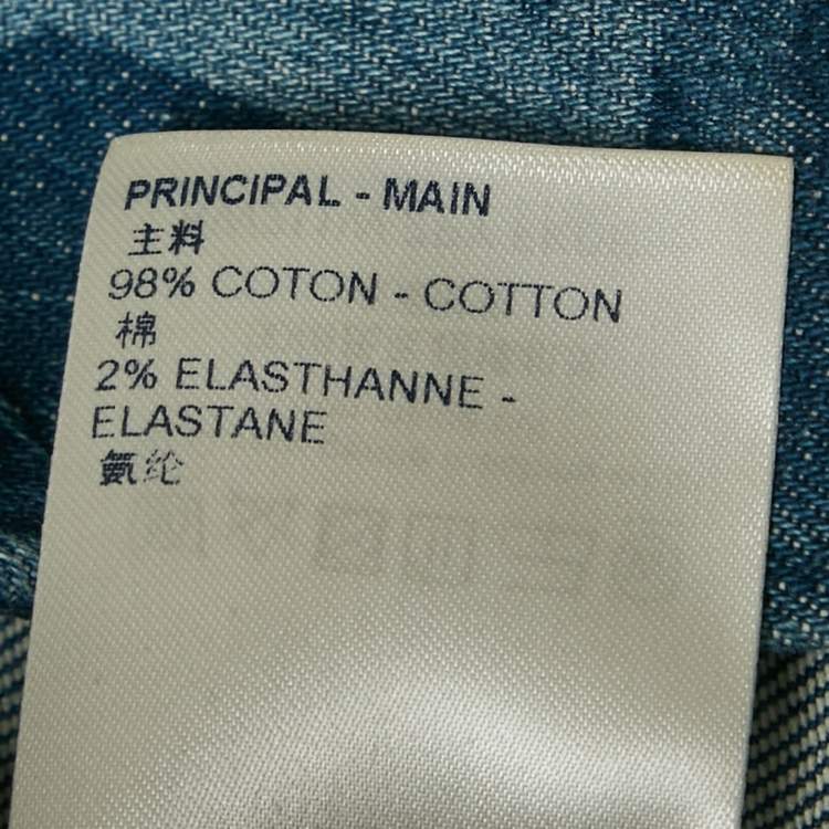 Pre Owned Louis Vuitton Blue Logo Print Denim Mini Dress S
