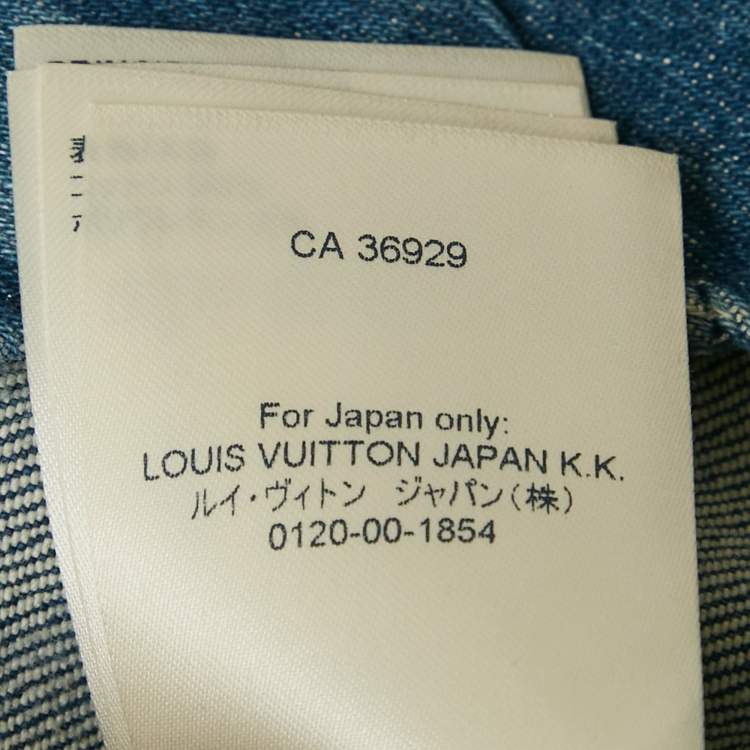 Pre Owned Louis Vuitton Blue Logo Print Denim Mini Dress S