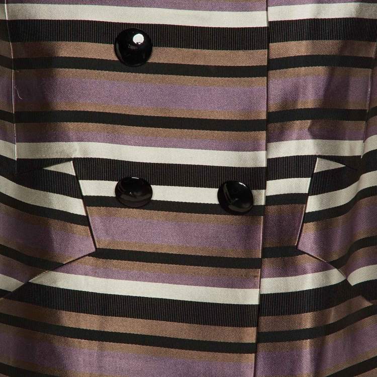 Pre Owned Louis Vuitton Multicolor Striped Silk & Cotton Double Breasted Jacket M