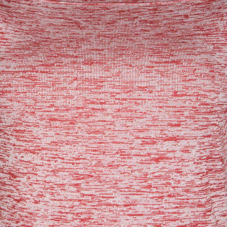 Pre Owned Louis Vuitton Red and White Space Dye Knit Sleeveless Dress S