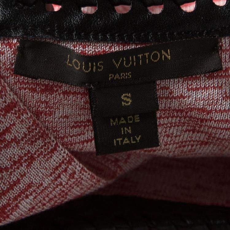 Pre Owned Louis Vuitton Red and White Space Dye Knit Sleeveless Dress S