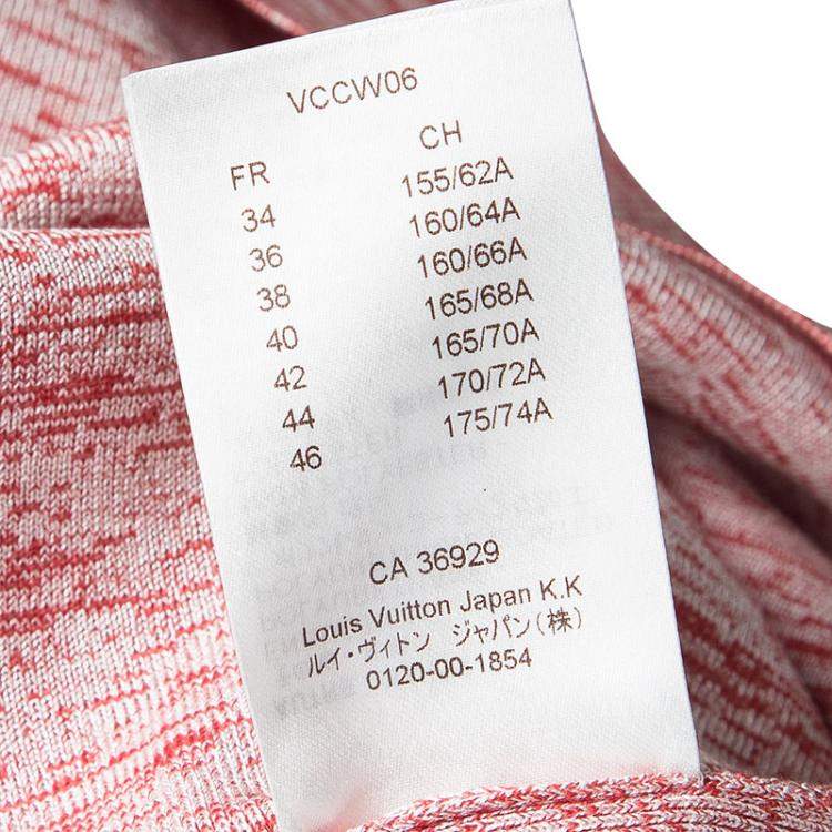 Pre Owned Louis Vuitton Red and White Space Dye Knit Sleeveless Dress S