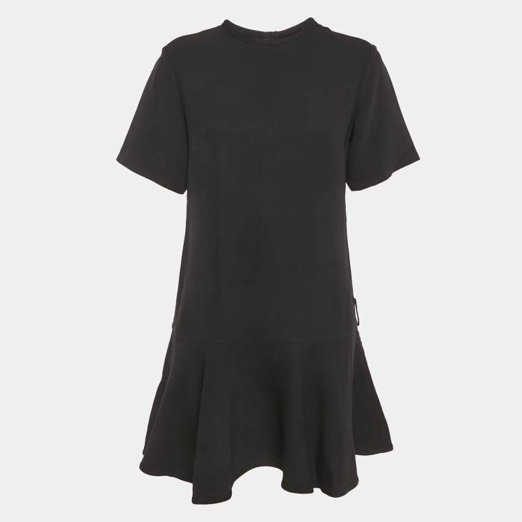 Pre Owned Louis Vuitton Black Wool Blend Flounce Mini Dress M