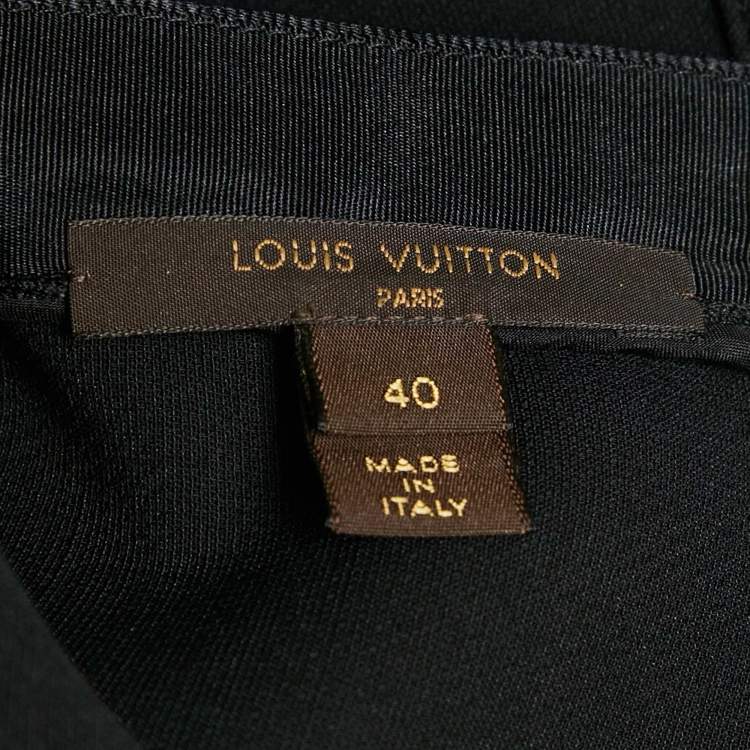 Pre Owned Louis Vuitton Black Wool Blend Flounce Mini Dress M