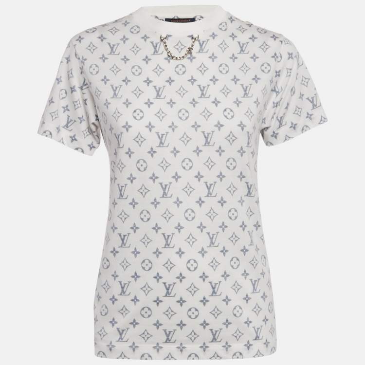 Pre Owned Louis Vuitton White Monogram Cotton T-Shirt XS