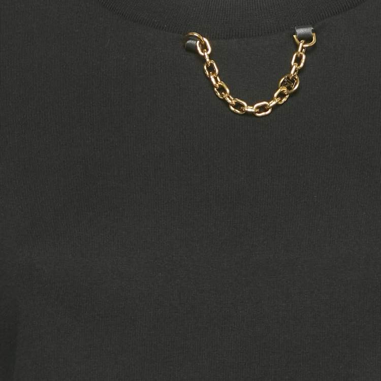 Pre Owned Louis Vuitton Black Silk & Cotton Zipper Detail T-Shirt S