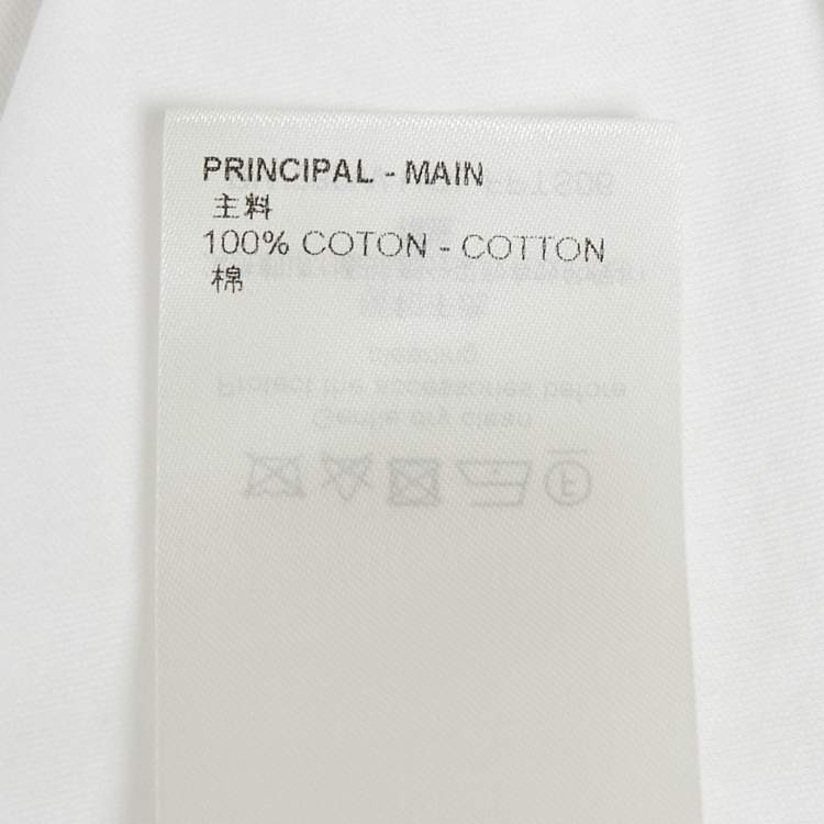 Pre Owned Louis Vuitton White Voyage Scarf Detail Cotton T-Shirt XS