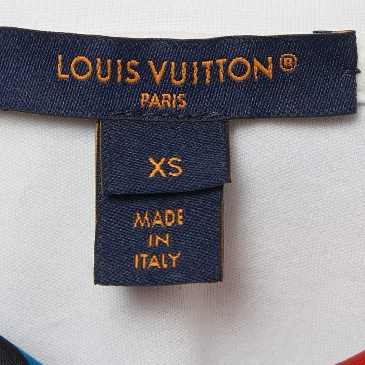 Pre Owned Louis Vuitton White Voyage Scarf Detail Cotton T-Shirt XS