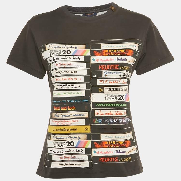 Pre Owned Louis Vuitton Black Printed Cotton Crew Neck T-Shirt XS
