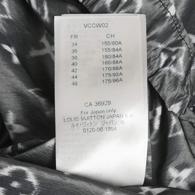 Pre Owned Louis Vuitton Grey Logo Print Silk Blend Zip-Up Hooded Jacket S
