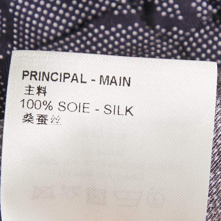 Pre Owned Louis Vuitton Navy Blue Monogram Silk Tie -Up Detail Trousers S 