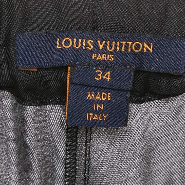 Pre Owned Louis Vuitton Black Logo Print Silk Trousers S