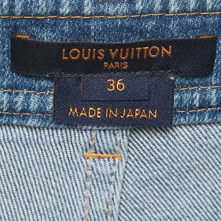 Pre Owned Louis Vuitton Blue Tie Dye Denim Shorts S Waist 28"