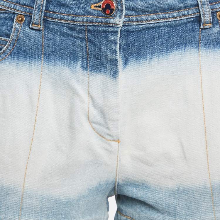 Pre Owned Louis Vuitton Blue Tie Dye Denim Shorts S Waist 28"