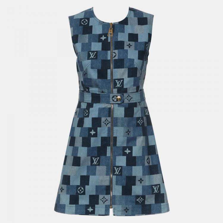 Pre Owned Louis Vuitton 2020 S/S Monogram Denim Sleeveless Dress Size M