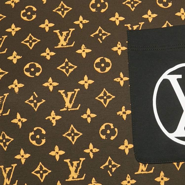 Pre Owned Louis Vuitton Black/Brown Monogram Print Cotton Crew Neck T-Shirt M