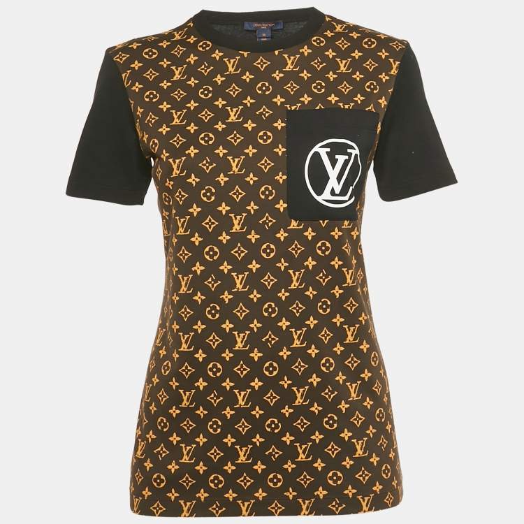 Pre Owned Louis Vuitton Black/Brown Monogram Print Cotton Crew Neck T-Shirt M