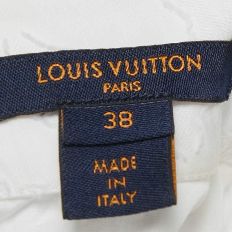 مملوكة مسبقًا Louis Vuitton White LV Monogram Fil Coupe Loose Fit Blouse M