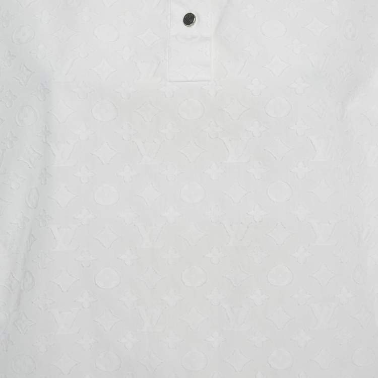 مملوكة مسبقًا Louis Vuitton White LV Monogram Fil Coupe Loose Fit Blouse M
