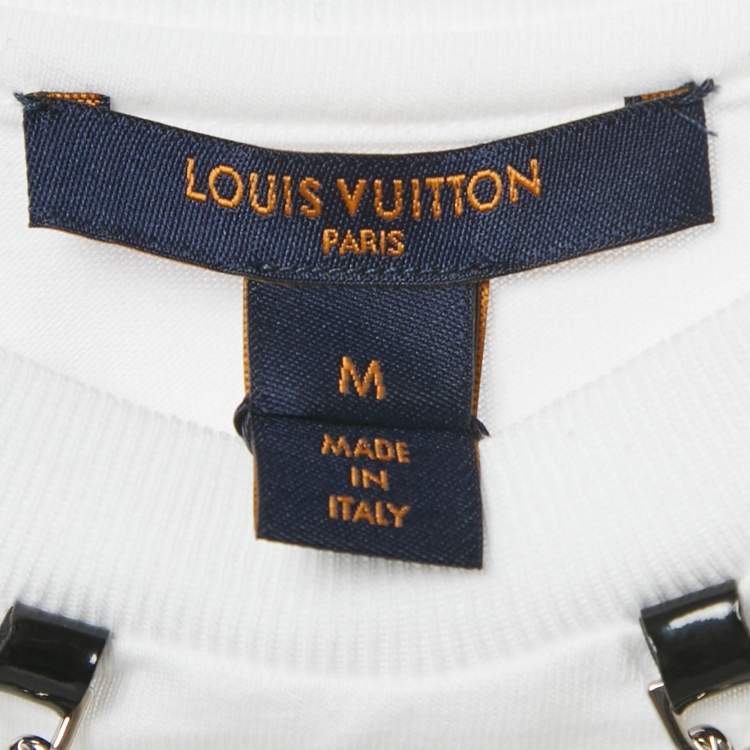 مملوكة مسبقًا Louis Vuitton White Reverse Logo Print Cotton Crew Neck T-Shirt M