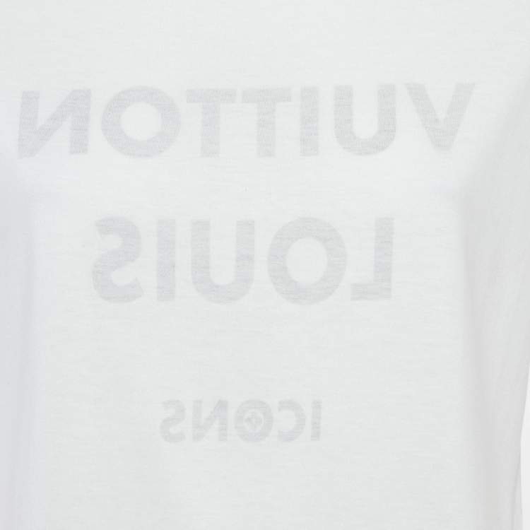 مملوكة مسبقًا Louis Vuitton White Reverse Logo Print Cotton Crew Neck T-Shirt M
