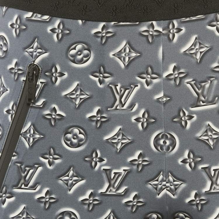 Pre Owned Louis Vuitton Dark Grey Monogram Print Leggings M