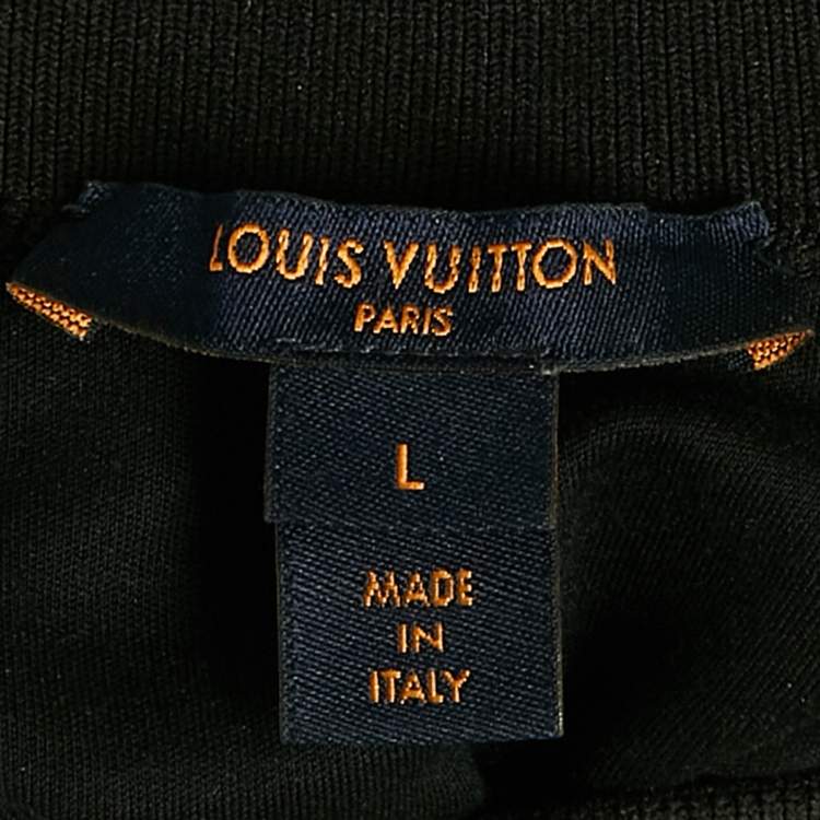 Pre Owned Louis Vuitton Black Logo Print Cotton Zip Detail Sleeveless T-Shirt L